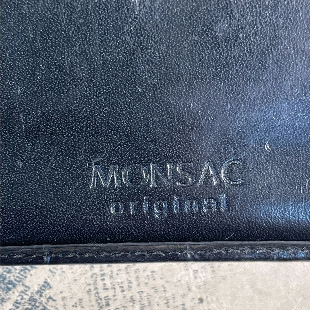 Monsac trifold croc embossed leather wallet